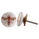 White Brown Bee Flat Ceramic Knob